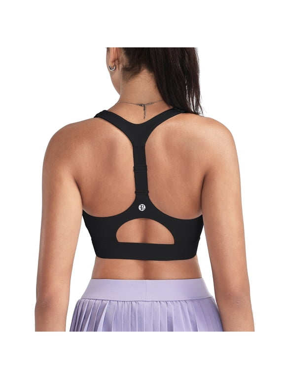 Women’s Medium Support Sports Bra Adjustable Racerback Yoga Bra with Removable Pads