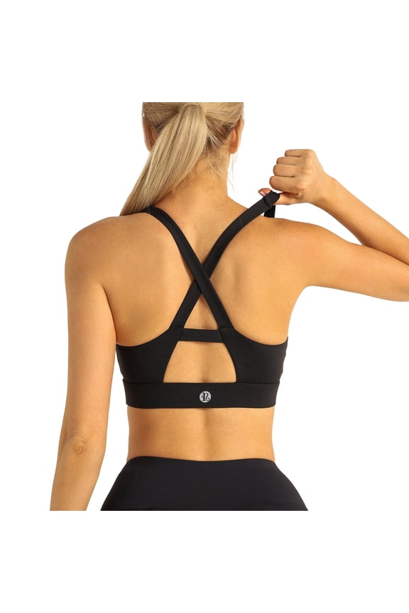 Women’s Sports Bra Crossback Padded Athletic Yoga Workout Top Medium Support Gym Fitness Crop Tank