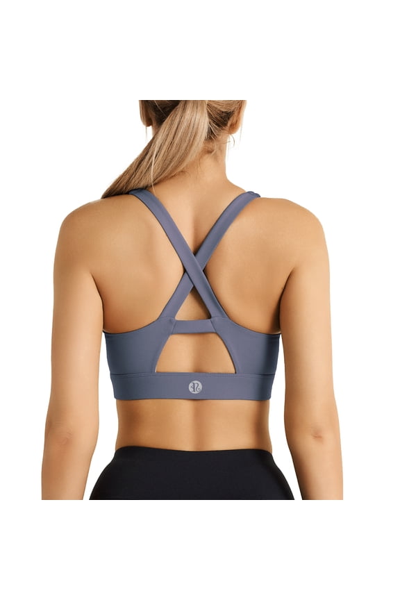 Women’s Sports Bra Crossback Padded Athletic Yoga Workout Top Medium Support Gym Fitness Crop Tank