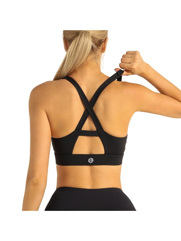 Women’s Sports Bra Crossback Padded Athletic Yoga Workout Top Medium Support Gym Fitness Crop Tank