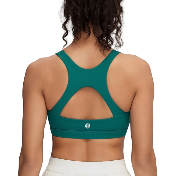 RUNNING GIRL Women’s Sports Bra Medium Support Racerback Open Back Workout Bra with Fixed Cups