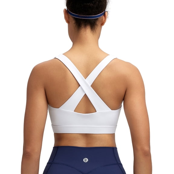 RUNNING GIRL Women’s Sports Bra Scoop Neck Criss Cross Back Workout Bra Wide Strap Athletic Bra for Yoga Running Gym