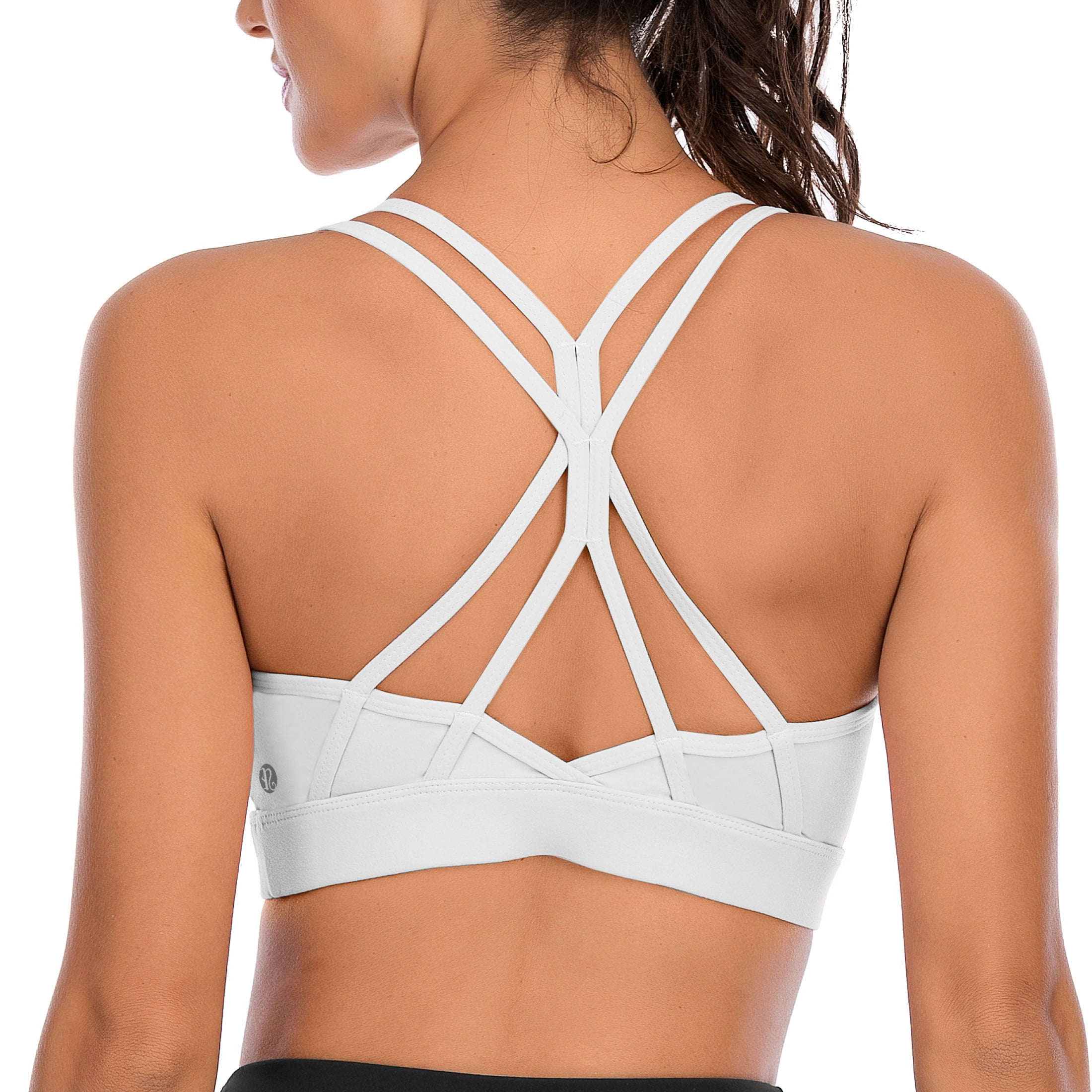 RUNNING GIRL Women’s Strappy Sports Bra Medium Support – Criss Cross Back Yoga Bra with Removable Pads