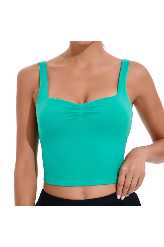 Women’s Yoga Tank Top Built-in Bra Slim Fit Crop Athletic Camisole Soft Stretch Workout Top for Yoga Gym Tennis Casual