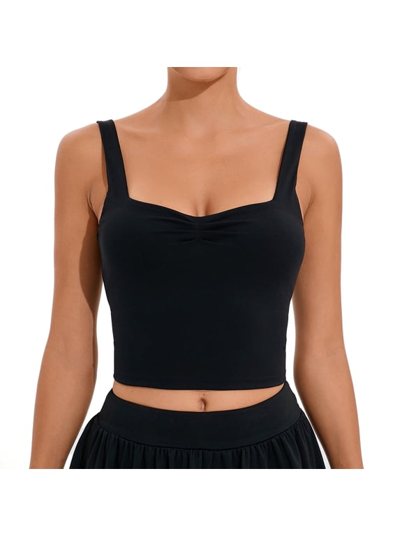 Women’s Workout Tank Top Cropped Athletic Top Square Neck Sleeveless Yoga Shirt