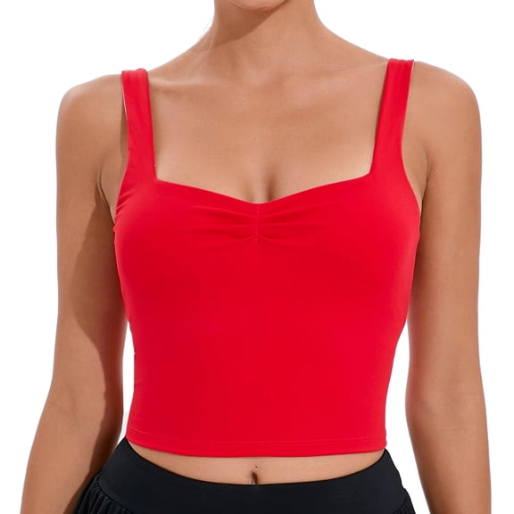 RUNNING GIRL Women’s Yoga Tank Top Built-in Bra Slim Fit Crop Athletic Camisole Soft Stretch Workout Top for Yoga Gym Tennis Casual