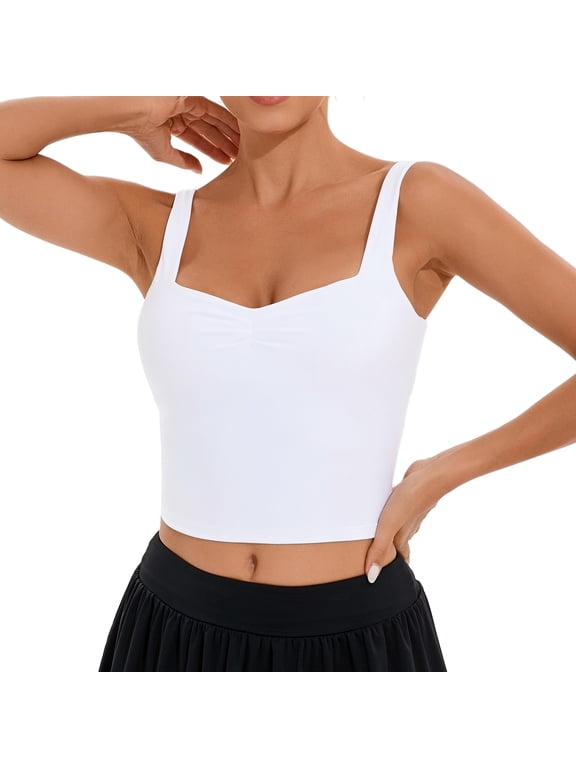 Women’s Workout Tank Top Cropped Athletic Top Square Neck Sleeveless Yoga Shirt