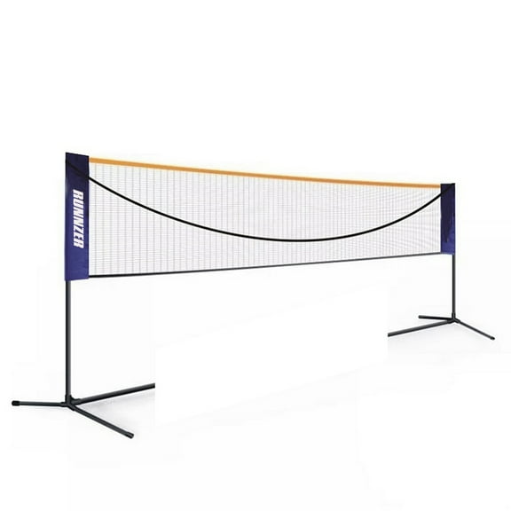RUNNZER Portable Badminton Net Set, Adjustable Height Tennis Net, Kids Volleyball,Soccer Net Easy Setup Nylon Sports Net with Poles for Backyard, Indoor, Outdoor, Beach