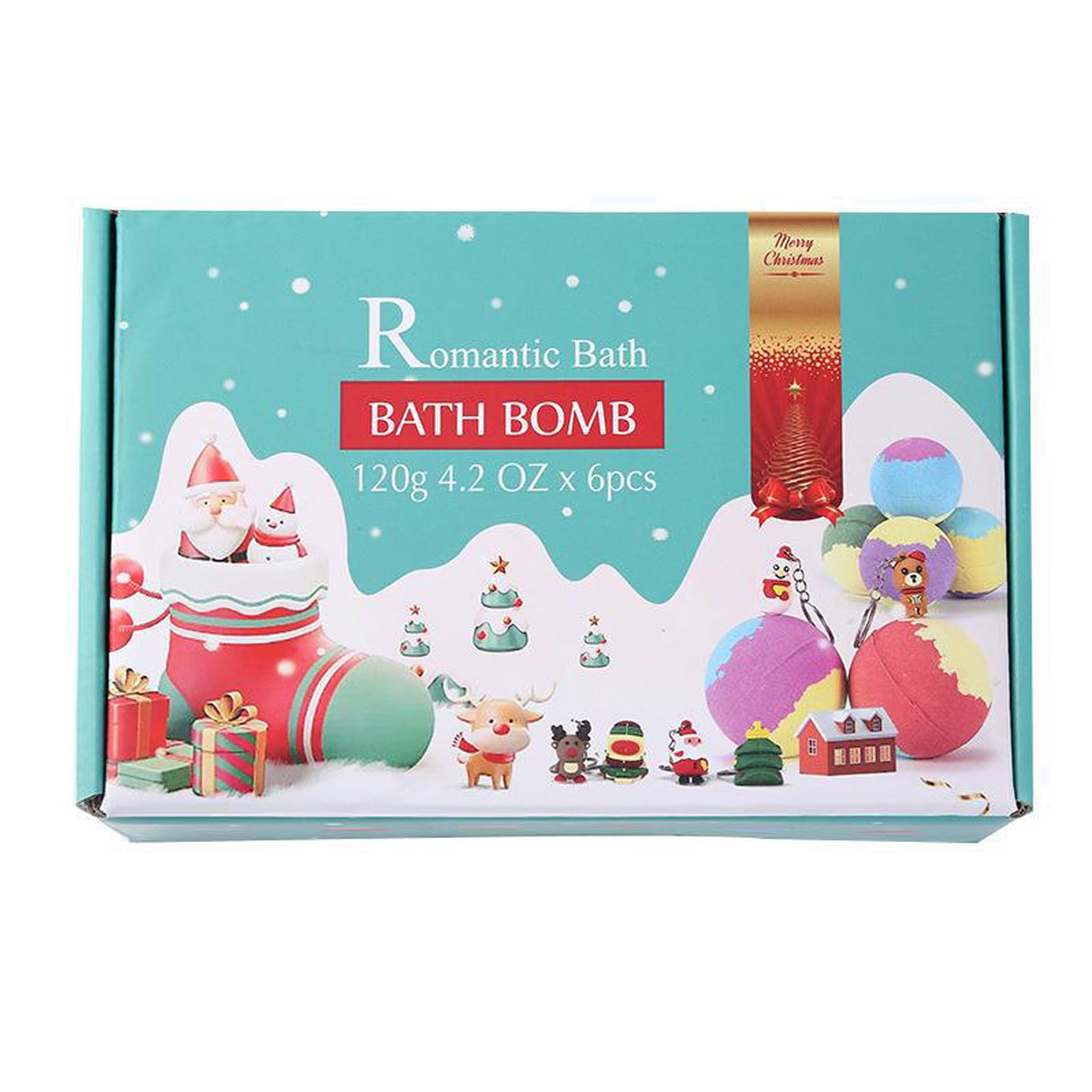 RUNOLIG Christmas Bath Bombs Toy,4.2oz*6pcs Bubble Bath Bombs Christmas