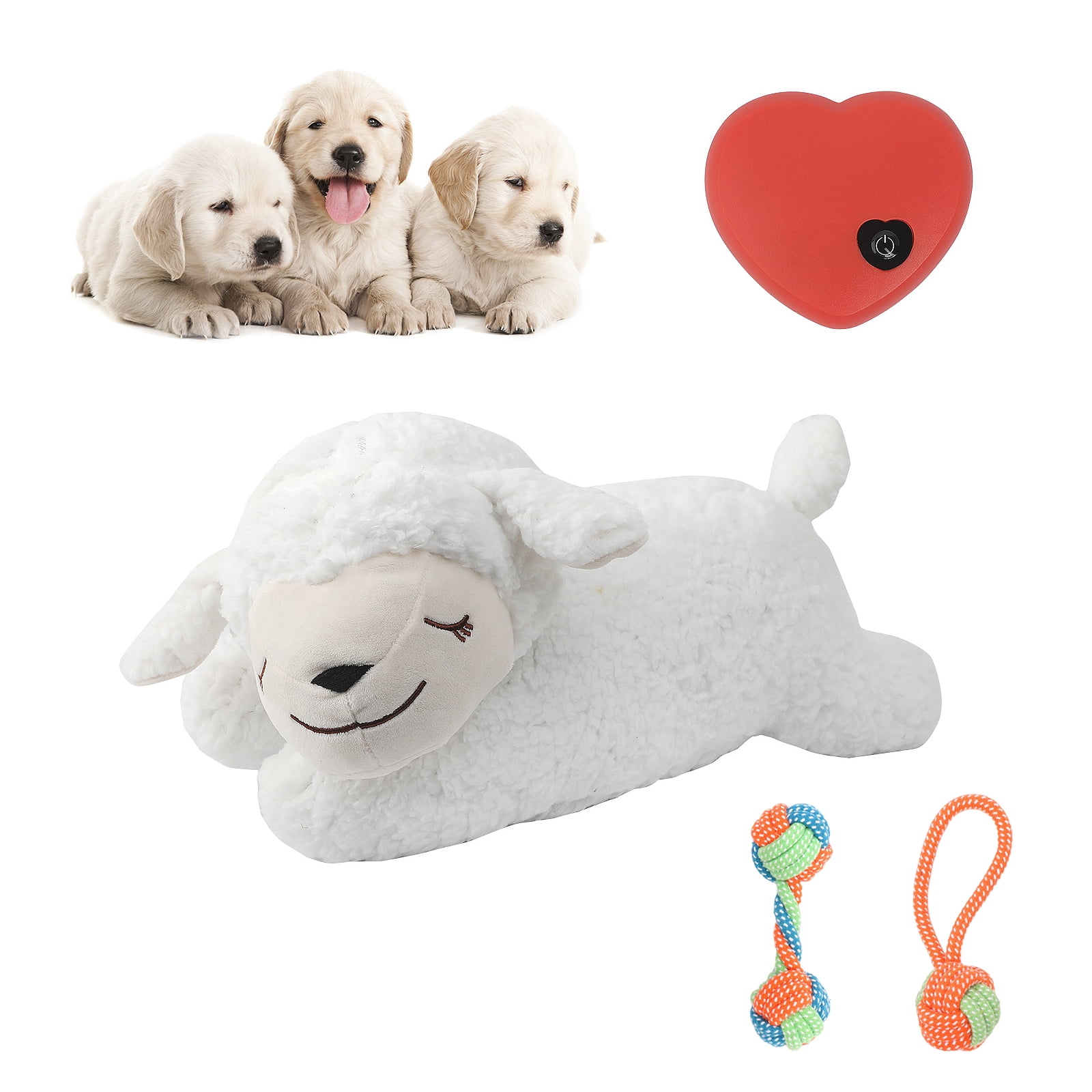 RUNOLIG Little Sheep Heartbeat Plush Toy,With Teething Sticks,Dog Puppy