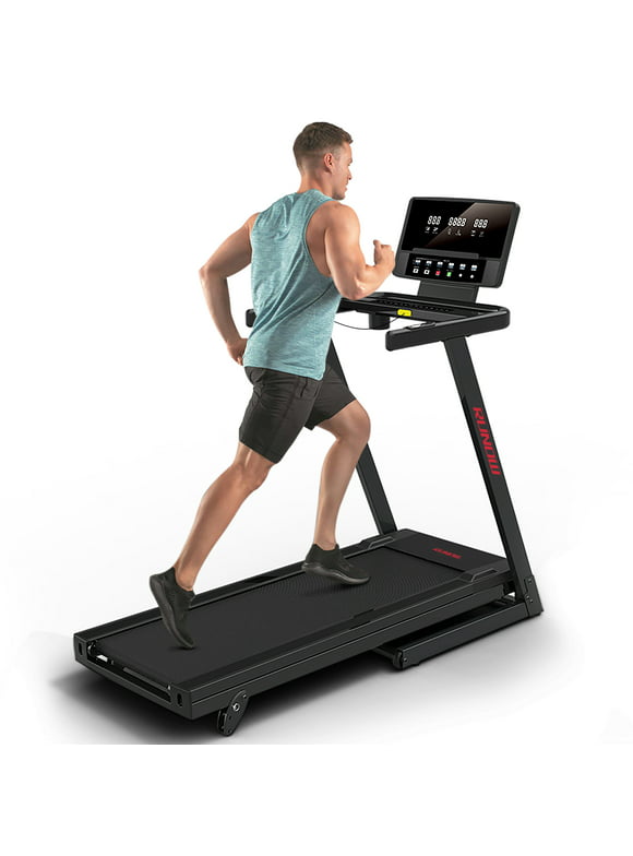 RUNOW 2.5 HP Treadmill with Manual Incline, 8.1MPH Folding Treadmill with Heart Rate Monitor and 40 Programs , Easy Assembly Electric Running Machine for Home & Office
