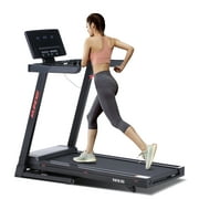 RUNOW 3.0HP Folding Treadmill with 12% Auto Incline, 10 MPH Protable Treadmill with Removable Desk , Wireless Charging and Bluetooth Speaker, Walking Running Treadmills for Home & Office