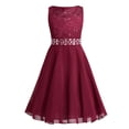 thumbnail image 1 of RUNQHUI Flower Girl Dress Big Girls Sequined Lace Chiffon Sleeveless Pageant Wedding Party Dress Porm Red 10, 1 of 7