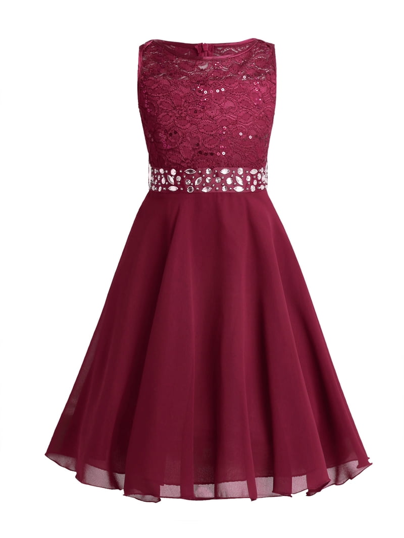 chinese dress ladies Lace Midi Dress with Ruffles 42 (FR) / Red main image 1