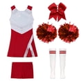 thumbnail image 1 of RUNQHUI Girls Cheerleading Outfit School Musical Cheer Leader Costume Sequins Dress with Shorts A Red 8, 1 of 5