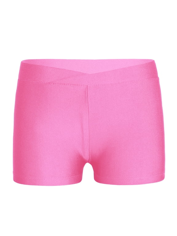 Girls V-Front Ballet Dance Shorts Sports Yoga Athletic Gymnastics Boy Cut Booty Shorts Pink 6