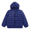 thumbnail image 1 of RUNQHUI Kids Boys Girls Winter Packable Down Puffer Jacket Coat Water Resistant Bubble Puffer Dark Navy 150, 1 of 7