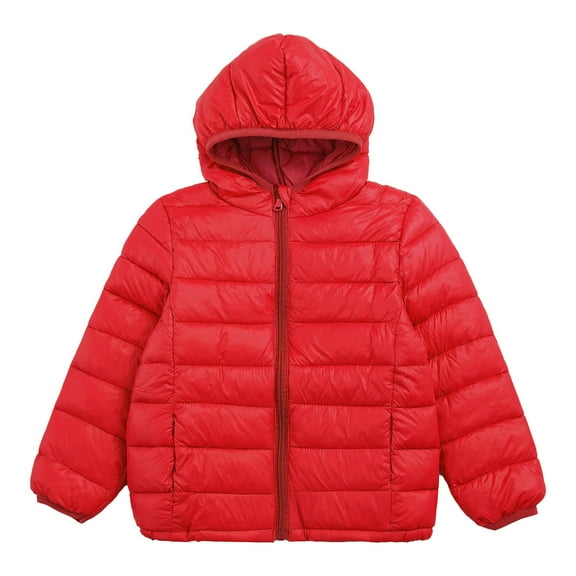 RUNQHUI Kids Boys Girls Winter Packable Down Puffer Jacket Coat Water Resistant Bubble Puffer Red 110
