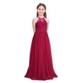 thumbnail image 1 of RUNQHUI Kids Girls Christening Halter Sundress Pageant Easter Evening Gown Bridesmaid Birthday Party Burgundy 16, 1 of 7
