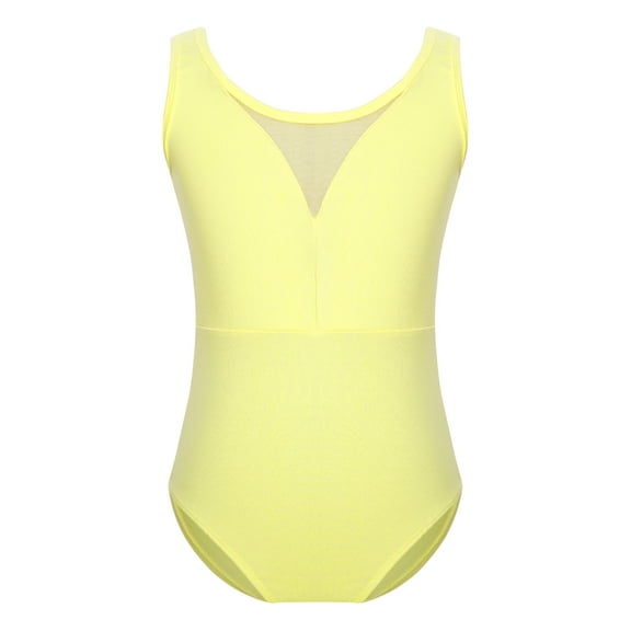 RUNQHUI Kids Girls Cotton Ballet Dance Leotard Gymnastics Workout Sleeveless Bodysuit Top Tumbling Yellow 160