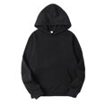 thumbnail image 1 of RUNQHUI Mens Long Sleeve Drawstring Hooded Sweatshirt Warm Thermal Tops Casual Solid Color Pullover Black XXL, 1 of 3