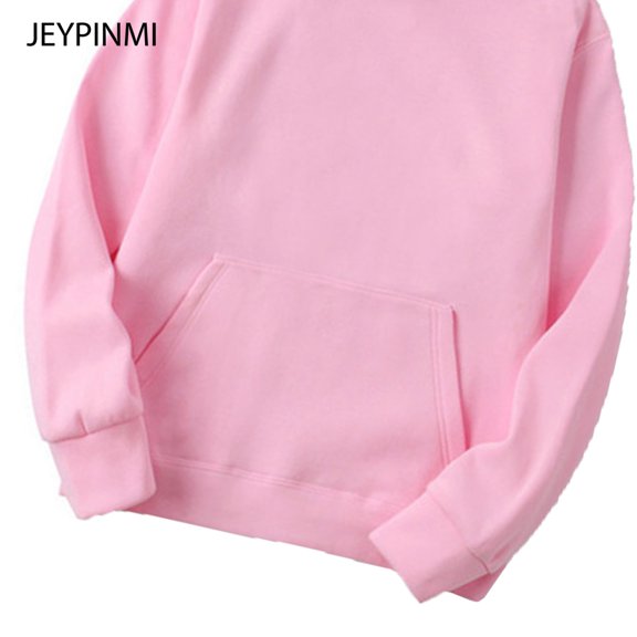 RUNQHUI Mens Long Sleeve Drawstring Hooded Sweatshirt Warm Thermal Tops Casual Solid Color Pullover Pink M