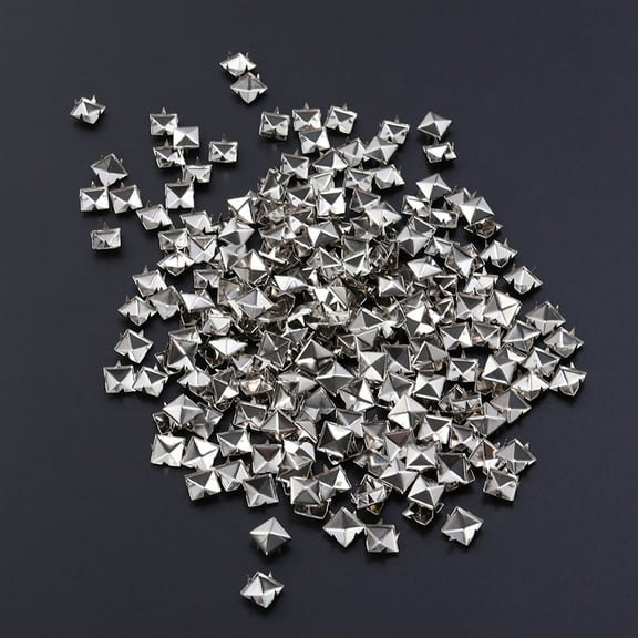 RUNROTOO 100 Pcs Metal Rivets Punk Style Silver Square Studs For Diy Crafts And Accessories