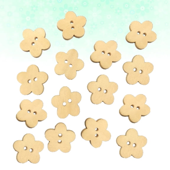 RUNROTOO 100Pcs Wood Flower Shaped Buttons for Sewing and Scrapbooking Projects