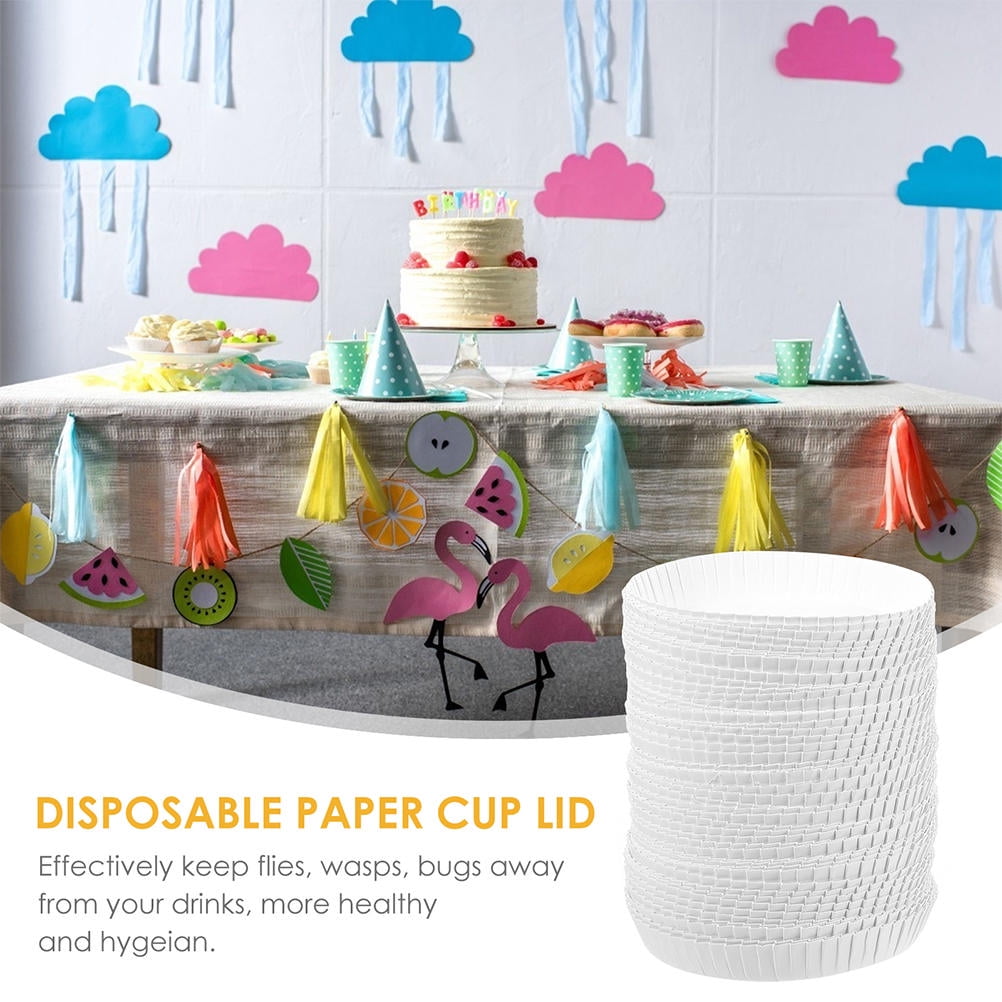 RUNROTOO 100pcs Disposable Paper Cup Covers Lids For Hotels Ktv Drink ...