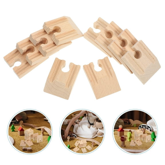 RUNROTOO 10Pcs Beige Wooden Concave Train Tracks for Educational Play and Track Replacement