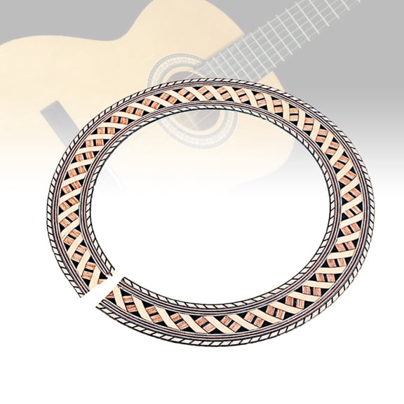 RUNROTOO 1Pack Guitar Rosette Khaki Wood Bamboo for Acoustic Guitar Hole Decals 12.9 x 12.9 x 0.3in