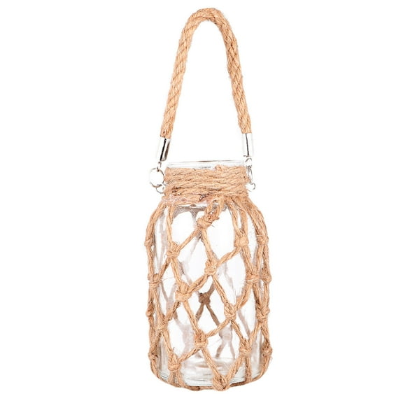RUNROTOO 1Pack Rope Glass Vase Square for Home and Office Decoration
