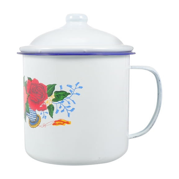 RUNROTOO 1Pc Vintage Mug Water Cup in White Color Heat Resistant Iron for Home Office