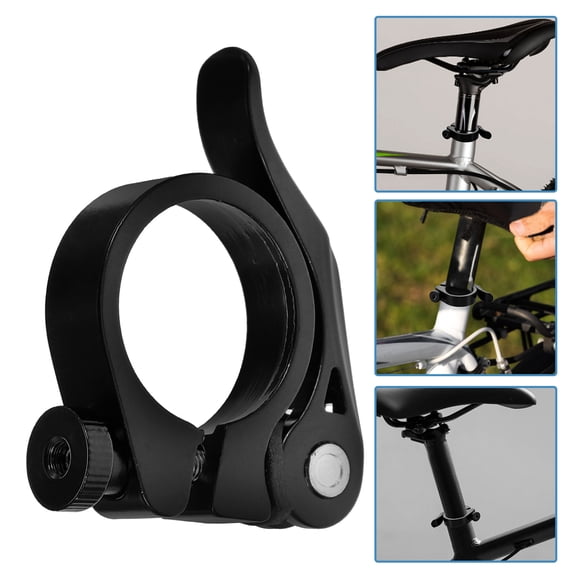 RUNROTOO 1Pcs Cycle Seat Post Clamp Black With Quick Release For Mountain Biking Road Cycling