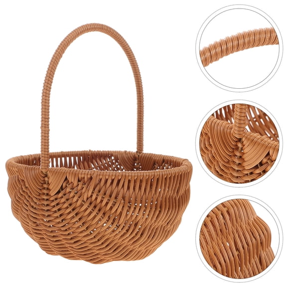 RUNROTOO 1Set Easter Woven Basket Rectangular Plastic Small Wicker Egg Basket For Kids Home Decoration Storage