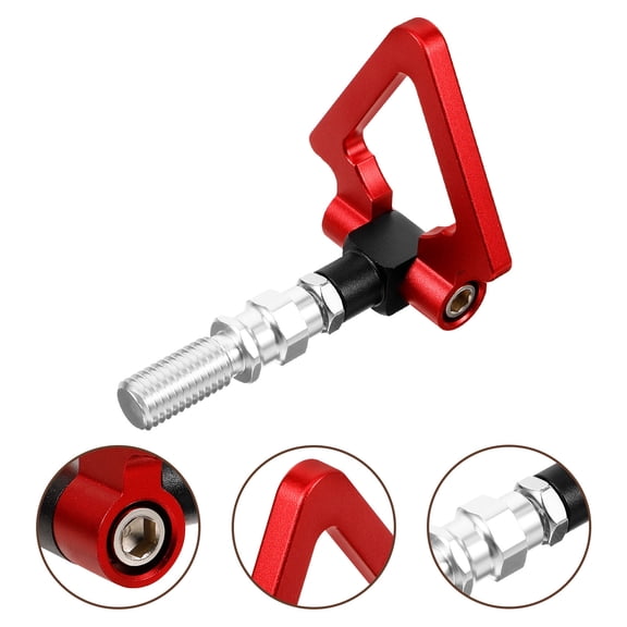 RUNROTOO 1Set Front Bumper Screw On Tow Hook Red Aluminum Alloy for Car Modification and Towing