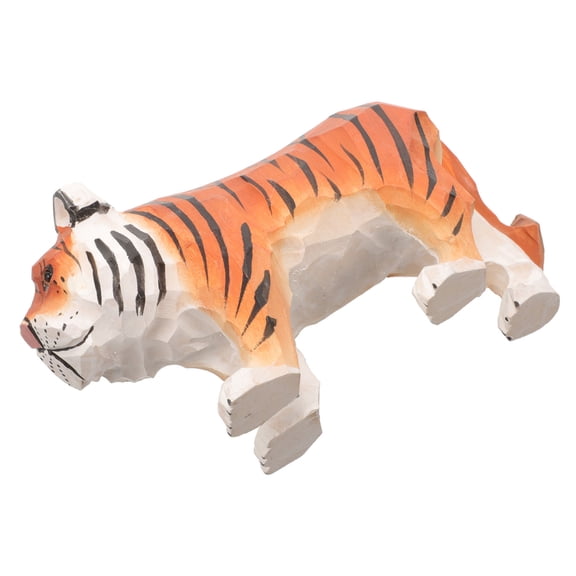 RUNROTOO 1Set Tiger Figurine Art Wooden 13.50X7.50X5.00Cm For Friends