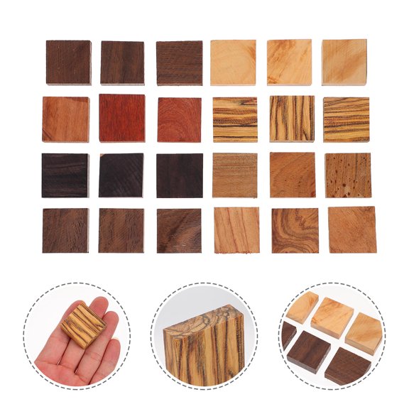 RUNROTOO Stabilized Wood Blanks Wooden Jewelry Rings Assorted Color 24Pcs 1.2X1.2X0.4In