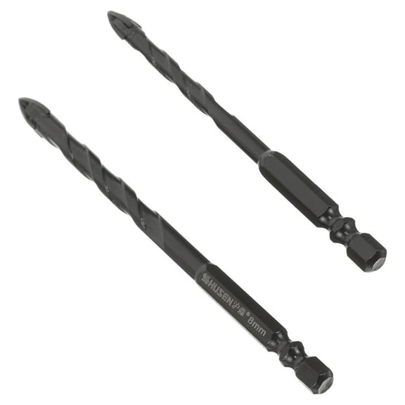 RUNROTOO Masonry Drill Bits Set Black For Construction Projects 2Pcs 4.53X0.24X0.24In