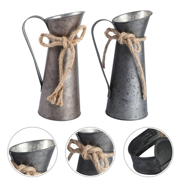 RUNROTOO 2Pcs Iron Flower Bucket Assorted Color Vintage Style 7.9X4.5X3.3in Floral Arrangement Container