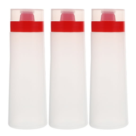 RUNROTOO 3Pcs Leakproof Condiment Container Plastic Squeeze Pointed Bottles 17.00X6.00X6.00cm for Home Kitchen Use