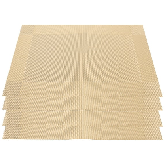 RUNROTOO 4Pcs Heat Resistant PVC Table Mat for Dining Table Golden Color Modern Practical
