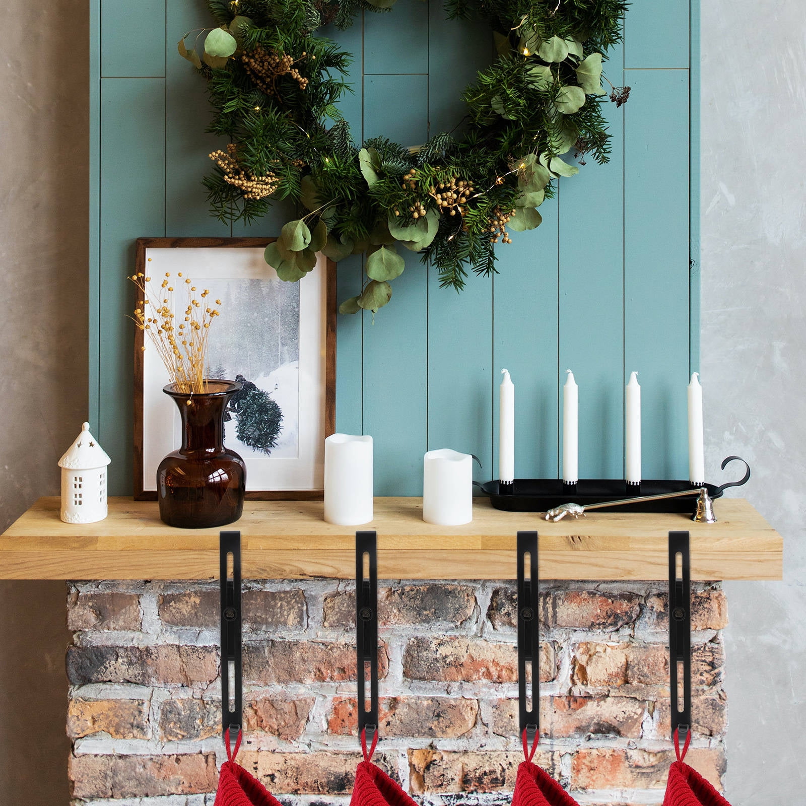 RUNROTOO 4Pcs Stocking Holders Iron Hanging Christmas Stockings ...