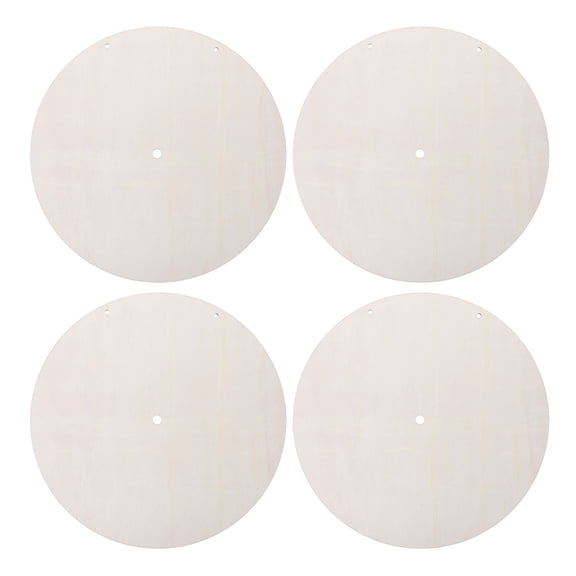 RUNROTOO 4Pcs Unfinished Wood Clock Face Brown Round Dial for DIY Home Wall Clock Craft