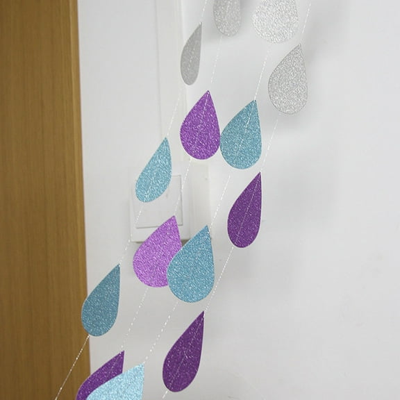 RUNROTOO 9Pcs Decorative Rain Drops Garlands for Birthday Parties and Festivals in Purple
