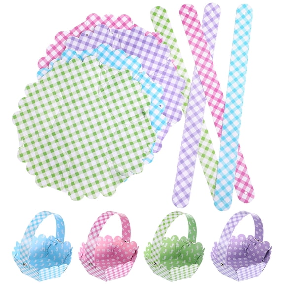 RUNROTOO DIY Easter Baskets Paper Assorted Color For Families Decorations 12Pcs 3.93X3.93X2.32in