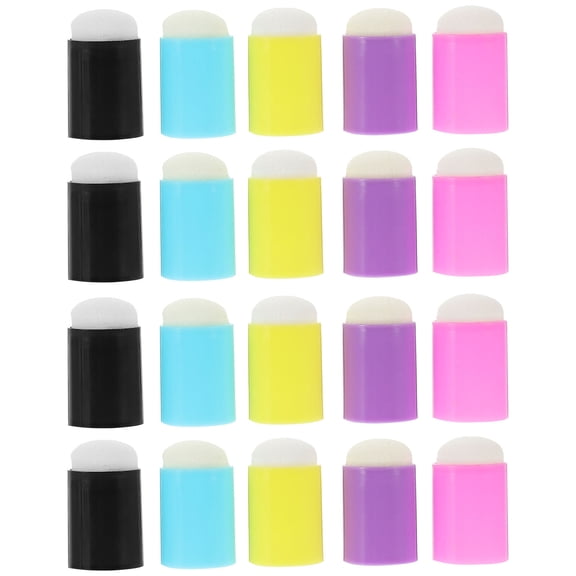 RUNROTOO Finger Sponge Dauber 20Pcs Cylindrical Plastic and Sponge for DIY Crafts Painters