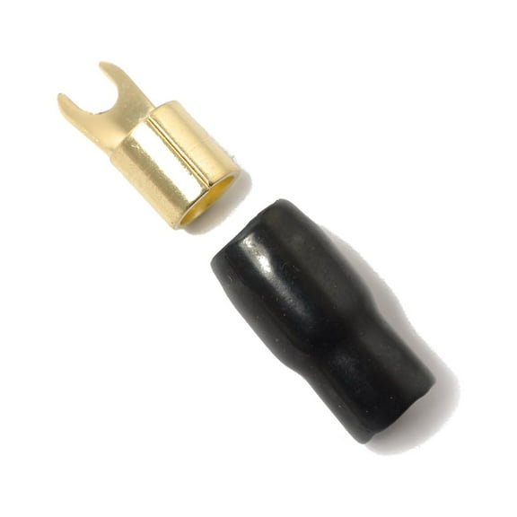 RUNROTOO Plated 4GA Spade Terminal Connectors 2 Pairs for Speaker Wire Cable Terminal Plug