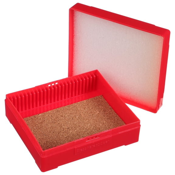 RUNROTOO Red Plastic Microscope Slide Organizer 1Pack for Researchers and Students Protection