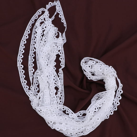 RUNROTOO White Lace Fabric Cotton Embroidered Floral Border for Elegant Clothing Accents